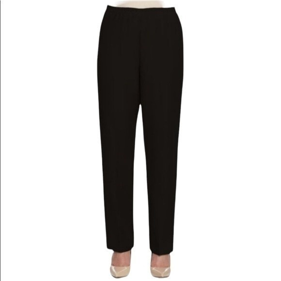 Alfred Dunner Classics Black Straight Leg Pull On Pant Elastic Waist Minimalist - Picture 1 of 11